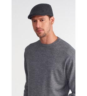 Erkek Yün Flat Cap Kasket Peaky Blinders Şapka (Füme)