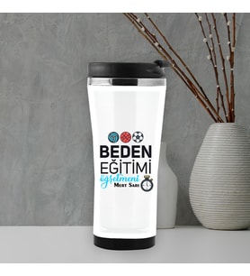 Beden Eğitimi Öğretmeni İsme Özel Termos Mug (Beyaz)