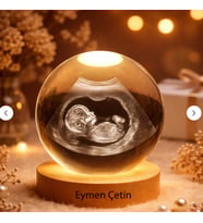 Kişiye Özel 3D Ultrason Bebek Görüntüsü Kristal Cam Küre