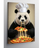 Kanvas Tablo Pizza Yiyen Panda Şef