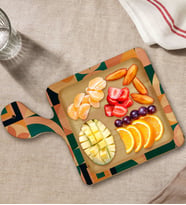 BK Gift Modern Art Tasarımlı Kare Şeklinde Doğal Ahşap Servis ve Sunum Tabağı Model 14