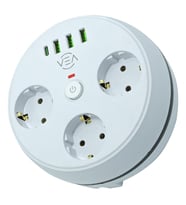 Vea VE-26583 3'LÜ 1.5 Metre Kablolu 3 USB / TYPE-C Girişli Akım Korumalı Grup Priz