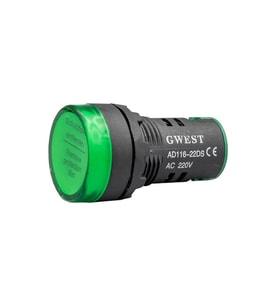 Gwest 22-Y 220V 22mm Yeşil Ledli Sinyal Lambası 1 KUTU (KUTU ADEDİ 10)