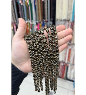 Tibet Akik Taşı Arpa Kesim Siyah Beyaz 8x12mm Doğal Taş Dizi