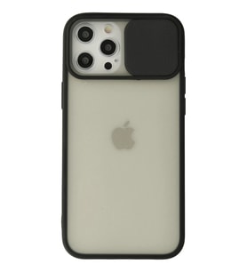 Pilelistore   iPhone 12 Pro Max Kılıf Palm Buzlu Kamera Sürgülü Silikon - Siyah