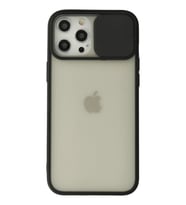 Pilelistore   iPhone 12 Pro Max Kılıf Palm Buzlu Kamera Sürgülü Silikon - Siyah