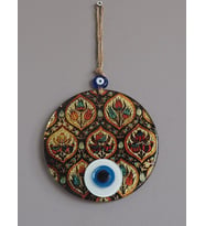 Lale Çiçeği Desenli Nazar Boncuklu Süs, Cam Hediyelik Eşya, 15 Cm Nazarlık (Siyah)