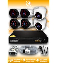 ELITCAM 6 Kameralı Uzay 2 İç Kamera Set HDD'siz Full HD Gece Görüşlü Güvenlik Kamerası Sistemi