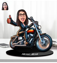 BK Gift Kişiye Özel Chopper Motorcu Kadın Karikatür Biblo-1, Arkadaşa Hediye, Sevgiliye Hediye, Doğum Günü Hediyesi