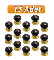 15 Adet Asya Kulp Siyah Polimer Düğme Kulp Altın Tabla Mobilya Mutfak Dolabı Çekmece Kulbu Kulpları