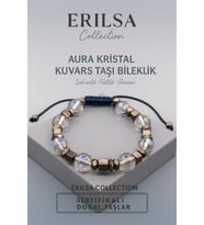 Sertifikalı Aura Kristal Kuvars Doğal Taş Bileklik 8x8 mm Sakinlik Netlik ve Güven Enerjisi Taşı (Çok Renkli)