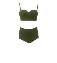 Zi Haki Yeşil Yüksek Bel Bikini Takımı