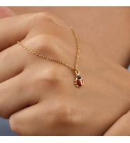 14 Ayar Altın Kaplama Minimal Uğur Böceği  Gümüş Kolye - CNE00134