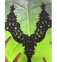 SİYAH NAKIŞ İŞLEME GÜPÜR YAKA DİKİŞ AKSESUARI 38X28 CM