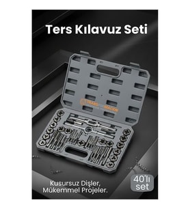 40 Parça Profesyonel Metrik Ters Kılavuz ve Pafta Seti   - Hassas Diş Açma ve Onarım Takımı