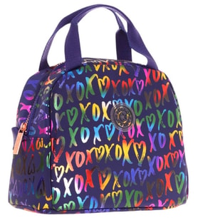 Kaukko Kız Çocuklarına Özel Lacivert XOXO Baskılı Beslenme Çantası (Isı Yalıtımlı) (K9054) (Çok Renkli)