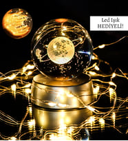 3d Samanyolu Temalı Satürn Kız Işıklı Cam Küre & 1,5 mt Led Işık Hediye Seti