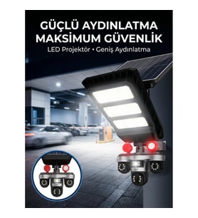 Solar Enerjili Dış Mekan Güvenlik Kamerası – Hareket Algılama, Gece Görüşü ve LED Projektör