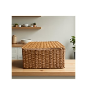 Rattan Dekoratif Dikdörtgen Organizer Sepet M 35X26 cm