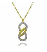 Ters Sonsuzluk 925 Ayar Gümüş Zirkon Taşlı Gold Kaplama Kolye (Karışık)