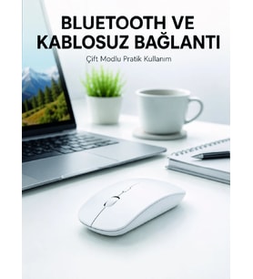 Bluetooth Kablosuz Wireless Mouse Şarjlı Sessiz Ergonomik 5000 Dpı Fare