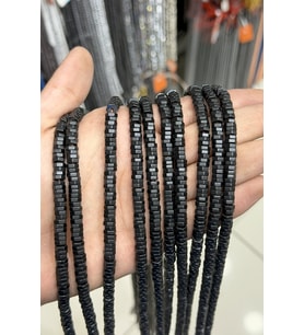 Hematit Taşı Altıgen Rondela Kesim Mat Siyah 6x2mm Doğal Taş Dizi