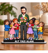 Kişiye Özel Sınıf Siyah MDF Masaüstü Karikatürlü 18 cm MDF Masaüstü Biblo - Masaüstü Hediye