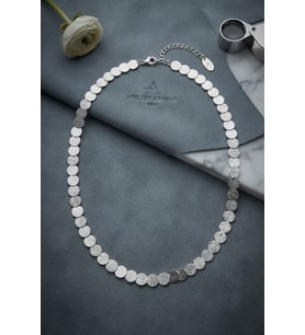 Plaka Model Gümüş Renk Pirinç Kadın Kolye 5886 - SSSSSS4555-5200