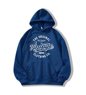 Vintage Baskılı Oversize Sweatshirt (Mavi)