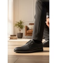 Enoch Erkek Klasik Ayakkabı - Kareli Tekstüre Dokulu Ve Esnek Hafif Tabanlı Bağcıklı Model