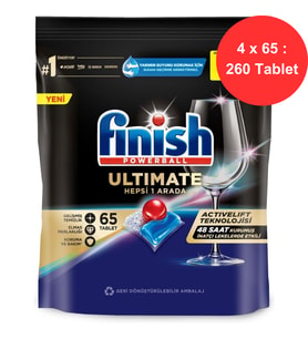 Finish Ultimate Hepsi Bir Arada Bulaşık Makinesi Tableti 4 Paket Toplam 260 Yıkama Ekonomik Set