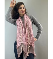TRİKO ASİMETRİK ÇİÇEKLİ KADIN FULAR ŞAL 190X25 CM