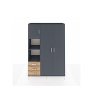 Hyperion Dolap 6 Raflı 3 Çekmeceli Tek Askılı 132x44x195 Antrasit-Antrasit/Çam