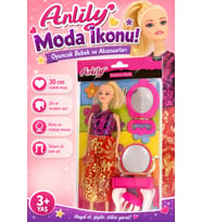 Anlily Moda İkonu Oyuncak Bebek 30 cm Makyaj Masası ve Tabure Seti (3+ Yaş)