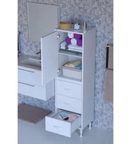Eliusta Alia Çok Kullanışlı Dolap G:50 cm Üst Bölme Kapaklı Alt Bölme Çekmeceli 50x138x32,5 cm Modüler Dolap (Beyaz)