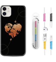 Apple iPhone 11 12 13 Mini Kılıf Kablo Koruma Spiral Silikon Plane Heart 1721