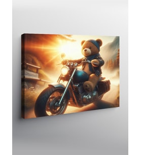 Kanvas Tablo Chopper Motosiklet Ve Ayıcık