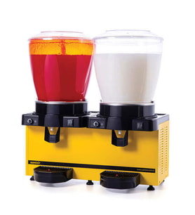 Samixir SM44.AY Twin Soğuk İçecek Dispenseri, 22+22 L, Panaromik, Analog, Fıskiyeli ve Karıştırıcılı, Sarı