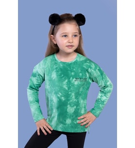 Toontoy Kız Çocuk Batik Desenli Tişört (Yeşil)