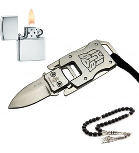 Columbia Kolye Çakı JL-10B 9 cm Metal Kibrit ve tesbih ile