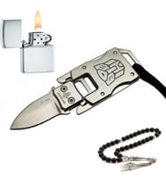Columbia Kolye Çakı JL-10B 9 cm Metal Kibrit ve  tesbih  ile