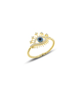 Gümüş altın yaldızlı zirkon taşlı alttan ayarlamalı lareyn yüzük SGTL10108GOLD (Rose)