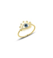Gümüş altın yaldızlı zirkon taşlı alttan ayarlamalı lareyn yüzük SGTL10108GOLD (Rose)