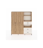 Arges Dolap 12 Raflı 4 Çekmeceli Tek Askılı 220x30x243 Çam-Çam/Aytaşı