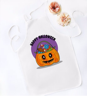BK Gift Happy Halloween Tasarımlı Beyaz Mutfak Önlüğü-11