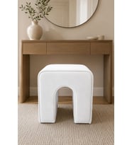 Dekoratif Puf Tabure Beyaz Kumas 43x37x43 cm