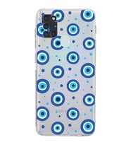 PrintiFy Samsung Galaxy A21S ile Uyumlu Nazar Boncuğu 1 Baskılı Kamera Korumalı Şeffaf Silikon Kılıf
