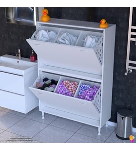 Modilayn İLKİM Modern Çamaşır Ünitesi, 100x138x32,5 cm Gizli 6 Göz  Akıllı Sepetli Dolap