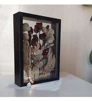 Ledli ve İsimli 25x35 Cm Çift Yönlü Siyah Derin Gül Çerçevesi! Gelin Buketi Çerçevesi!