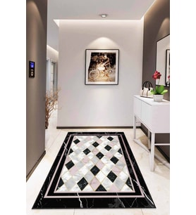 Pembe Geometrik Kaymaz Taban Makinede Yıkanabilir Halı RV141 - 100 x 160 cm